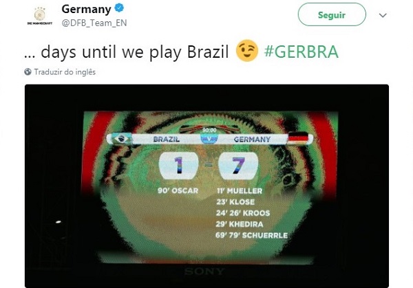 A 17 dias de amistoso com o Brasil, Alemanha relembra goleada na Copa