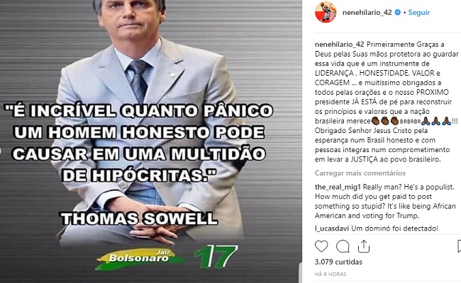 Pivô brasileiro na NBA, Nenê declara voto em Bolsonaro
