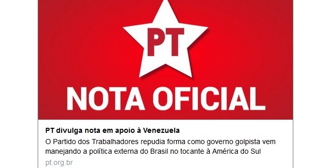 Após tirar Lula e vermelho da campanha, PT apaga nota de apoio à Venezuela do site