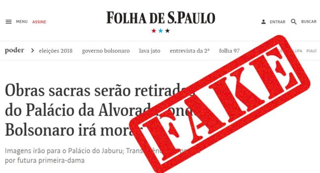 Bolsonaro e Michelle desmentem “fake news” sobre retirada de imagens sacras da Alvorada
