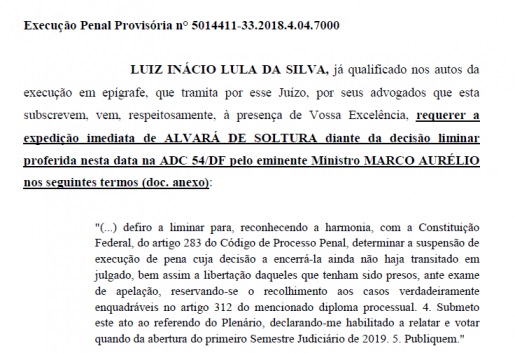 Advogados pedem liberdade de Lula 48 minutos após decisão de Marco Aurélio Mello