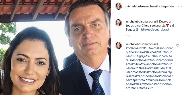 Michelle Bolsonaro abre perfil no Instagram e mostra dia a dia da família