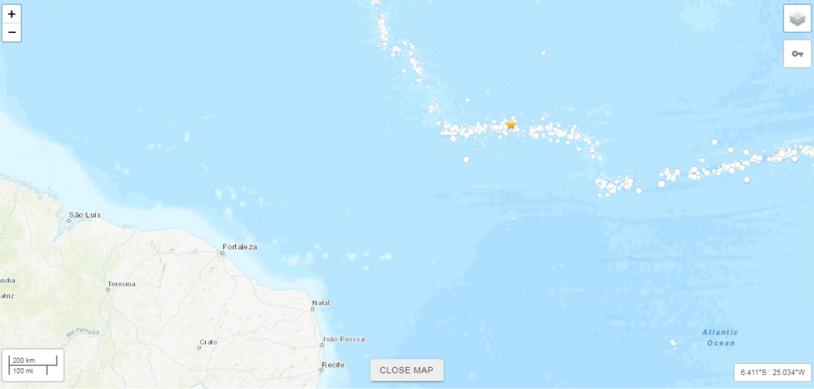Terremoto de 5,8 graus no Oceano Atlântico não traz risco de tsunami para o Brasil