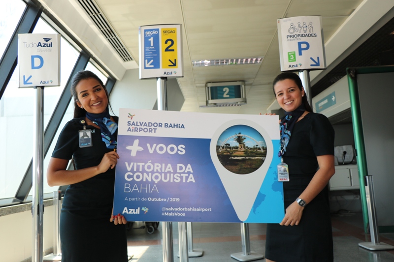 Azul inaugura novo voo entre Salvador e Vitória da Conquista