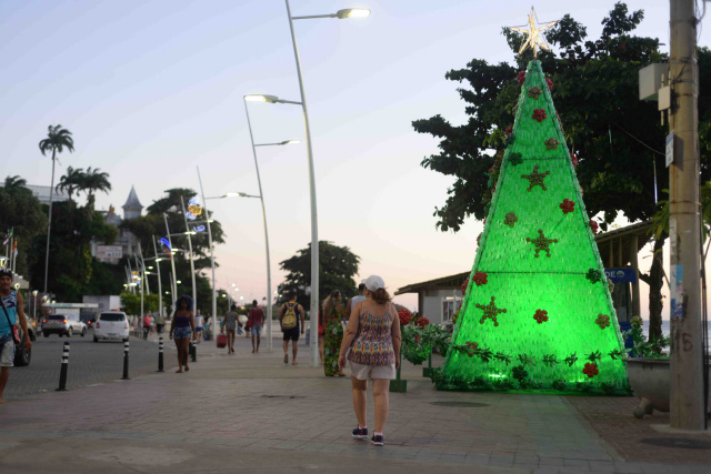 Salvador ganha duas novas árvores de Natal feitas com garrafas pet