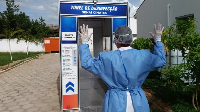 UPA em Ipiaú ganha túnel de desinfecção contra coronavírus