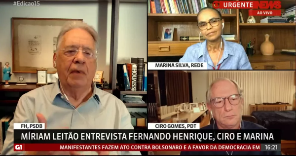 FHC, Marina e Ciro defendem “frente ampla” em defesa da democracia