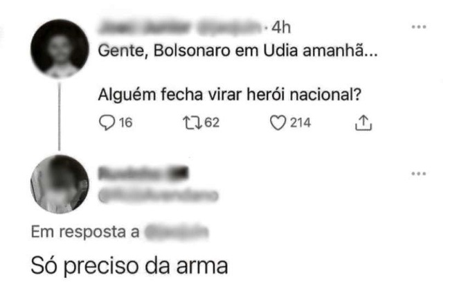 Jovem é preso em flagrante após estimular atentado contra Bolsonaro