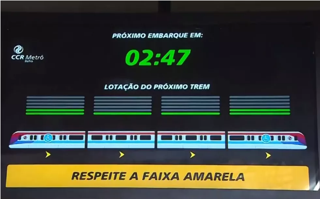 Metrô de Salvador instala telões com horário de saída de trens