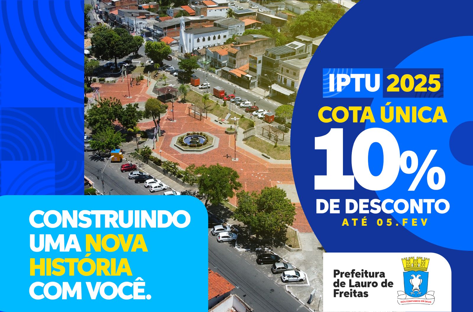 Contribuintes de Lauro de Freitas têm até 5 de fevereiro para pagar o IPTU com desconto