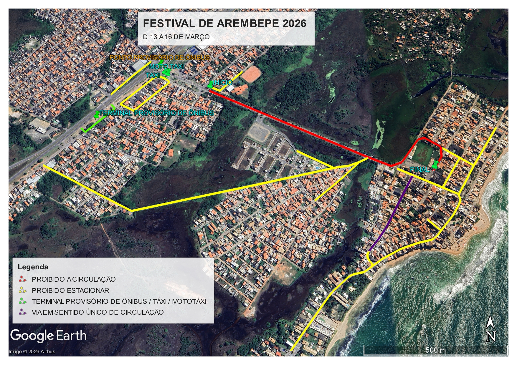 STT faz mudanças no trânsito para Festival de Arembepe 2026