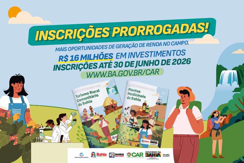 Inscrições para editais de Turismo Rural Comunitário e Plantas Medicinais são prorrogadas até 30 de junho